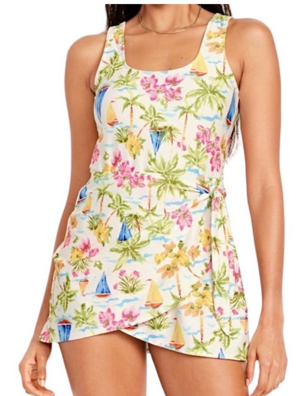 NWT old navy large side tie swim dress L
